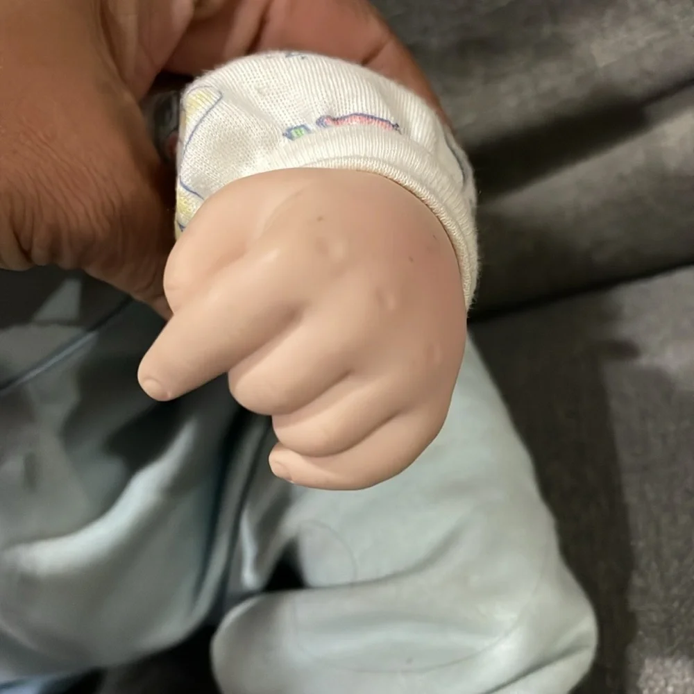 Adora Name Your Own Baby Doll Boy with Blue romper and Bib Blond hair